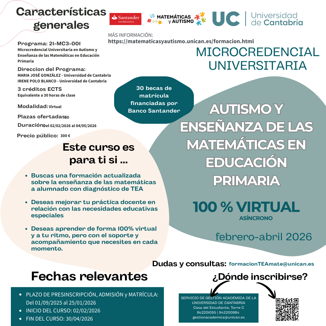 Microcredencial Universitaria en Autismo y Enseñanza de las Matemáticas en Educación Primaria